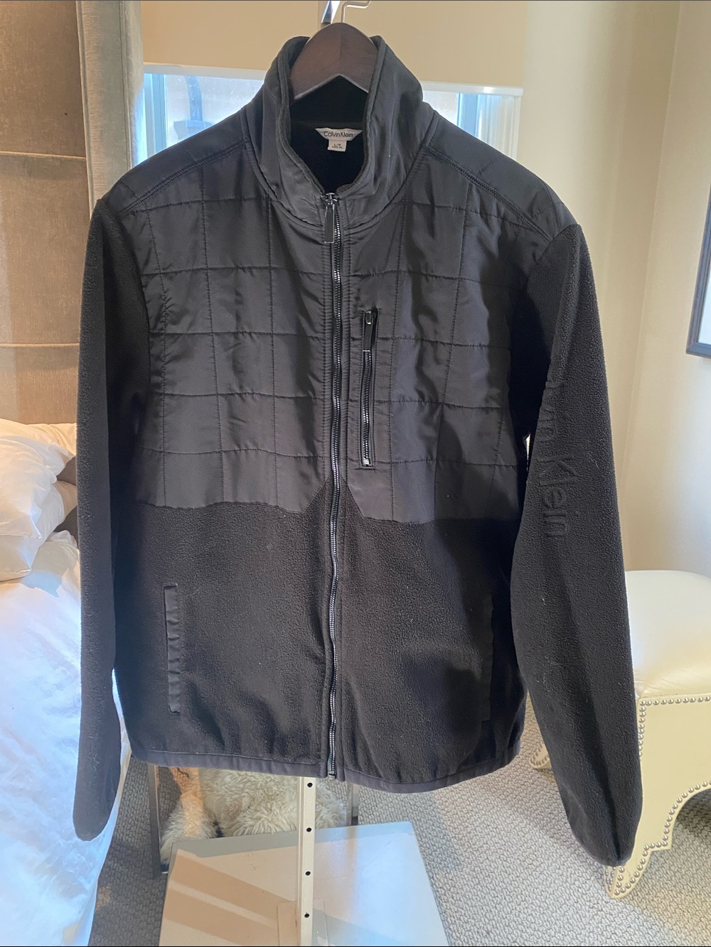 Men's Black Quilted Fleece Jacket - Calvin Klein